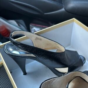 Michael Kors Black Peep-Toe Slingback Heels